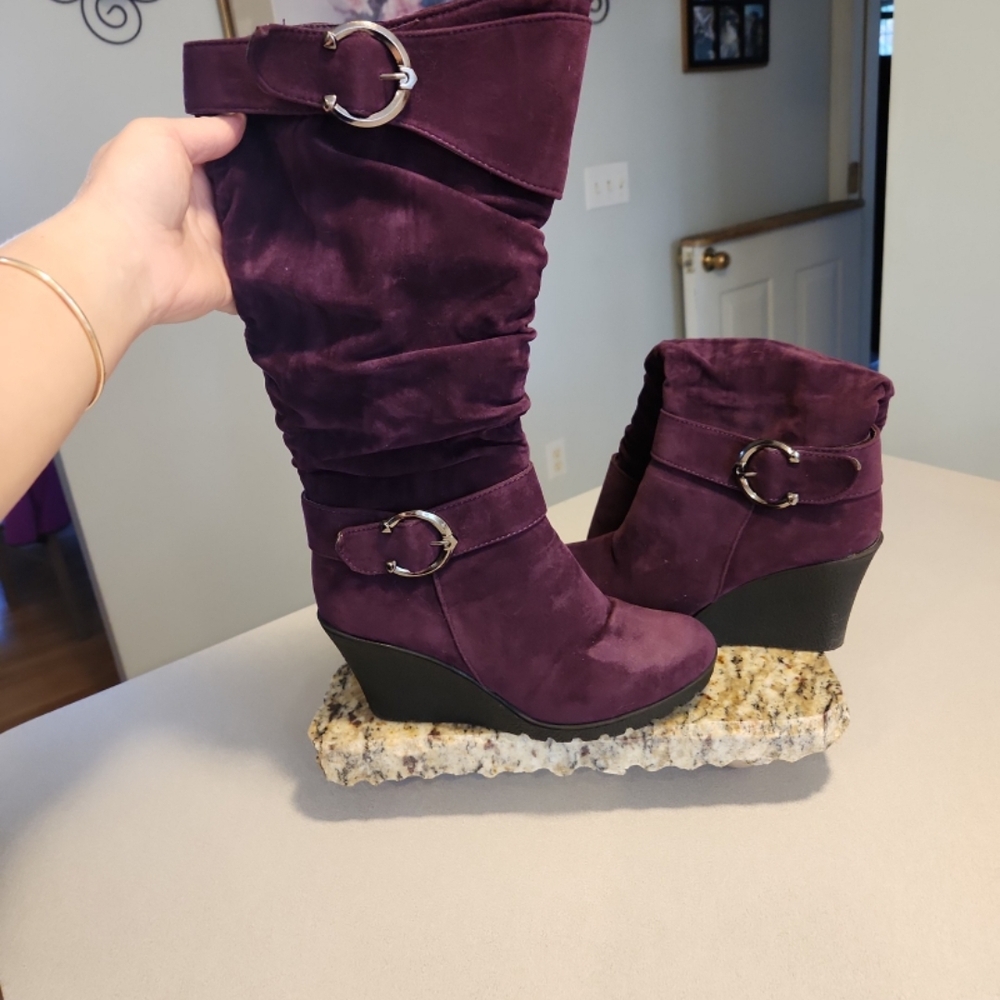 Elegant Purple Women's Wedge Boots